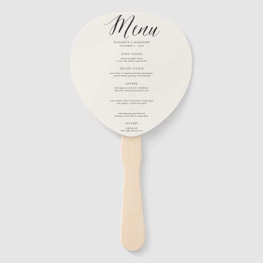 Éventail Ventilateur de menu Mariage géométrique à script s (Devant)