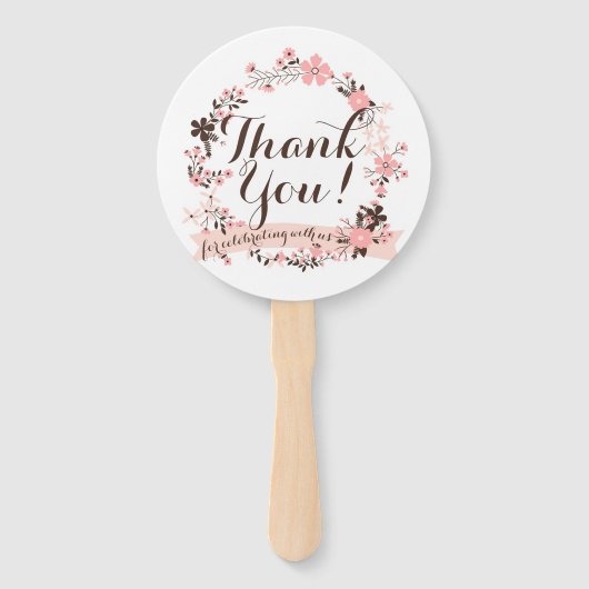 Éventail Ventilateur de Merci de  rose et Brown (Devant)