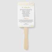 Éventail Ventilateur de programme de mariage en or confetti (Dos)