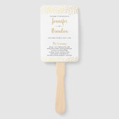 Éventail Ventilateur de programme de mariage en or confetti (Devant)