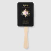 Éventail Ventilateur du programme de baptême - Floral Cross (Devant)