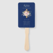 Éventail Ventilateur du programme de baptême - Floral Cross (Devant)