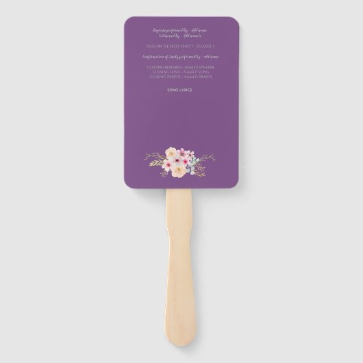 Éventail Ventilateur du programme de baptême - Sage de viol (Dos)