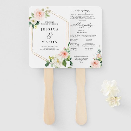 Éventail Ventilateur du programme de mariage Air Blush (Devant et derrière)