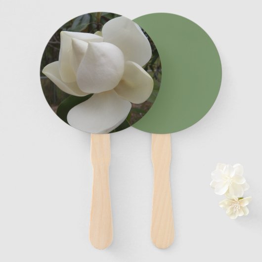 Éventail Ventilateur du programme de mariage avec fleur de  (Devant et derrière)