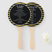 Éventail Ventilateur du programme de mariage Black and Gold (Devant et derrière)