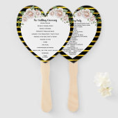 Éventail Ventilateur du programme de mariage Black Gold Blu (Devant et derrière)