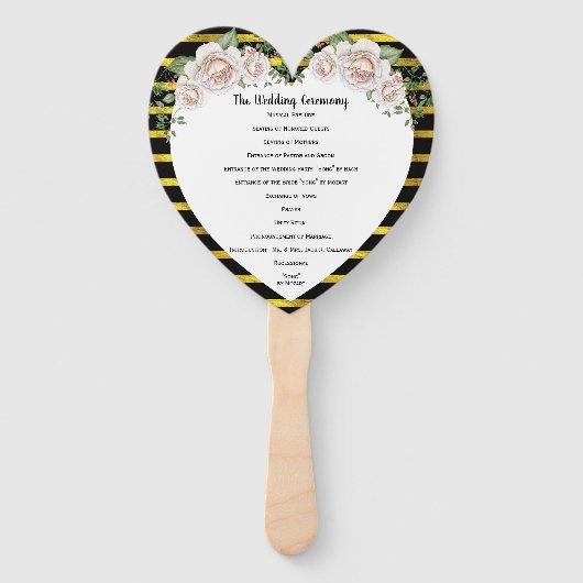 Éventail Ventilateur du programme de mariage Black Gold Blu (Devant)