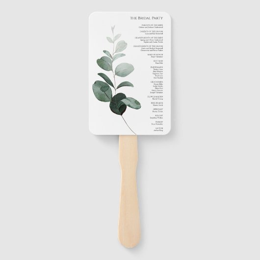 Éventail Ventilateur du programme de mariage blanc de verdu (Dos)