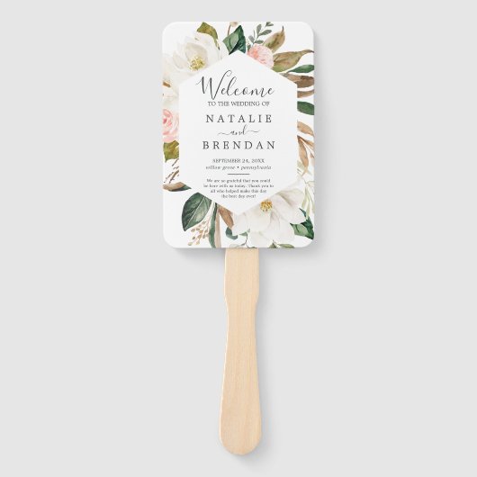 Éventail Ventilateur du programme de mariage blanc et blanc (Devant)