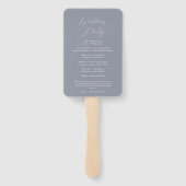 Éventail Ventilateur du programme de mariage bleu Dusty (Dos)