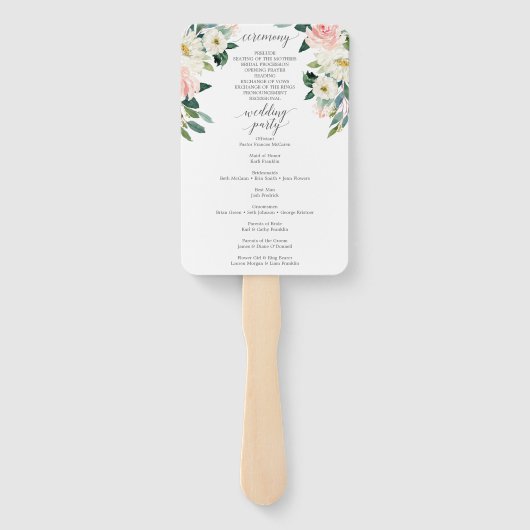 Éventail Ventilateur du programme de mariage Blushing Bloom (Dos)