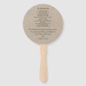 Éventail Ventilateur du programme de mariage Burlap (Dos)