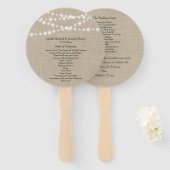 Éventail Ventilateur du programme de mariage Burlap (Devant et derrière)