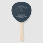 Éventail Ventilateur du programme de mariage chic bleu fonc (Dos)