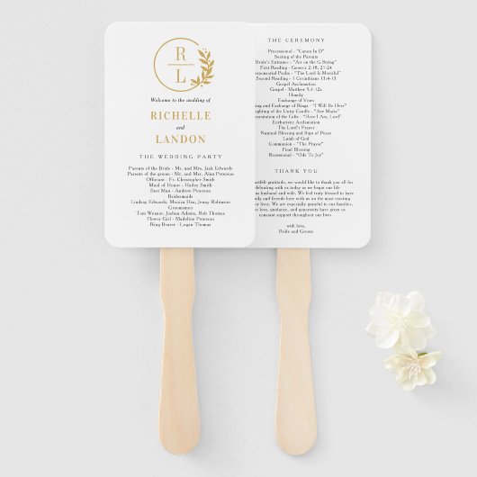 Éventail Ventilateur du programme de mariage COULEUR ÉDITAB (Devant et derrière)