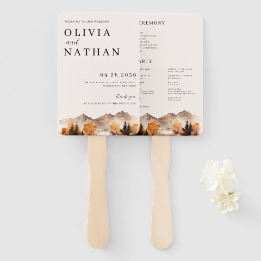 Éventail Ventilateur du programme de mariage d'automne en m (Devant et derrière)