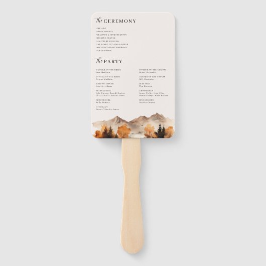 Éventail Ventilateur du programme de mariage d'automne en m (Dos)