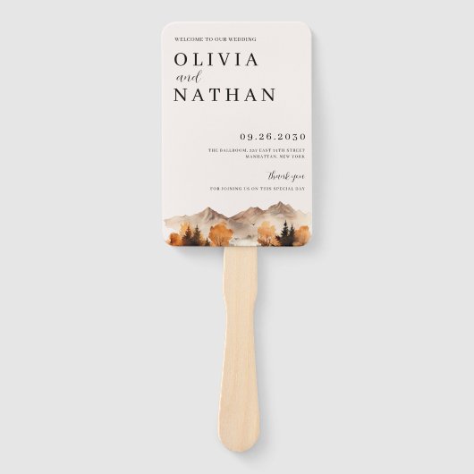 Éventail Ventilateur du programme de mariage d'automne en m (Devant)