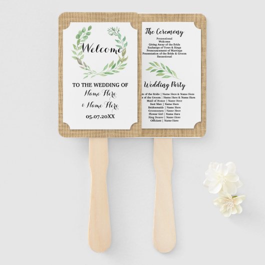 Éventail Ventilateur du programme de Mariage de automne de  (Devant et derrière)