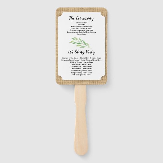 Éventail Ventilateur du programme de Mariage de automne de (Dos)