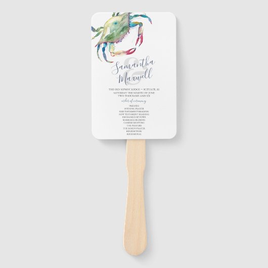 Éventail Ventilateur du programme de mariage de Crab Beach (Devant)