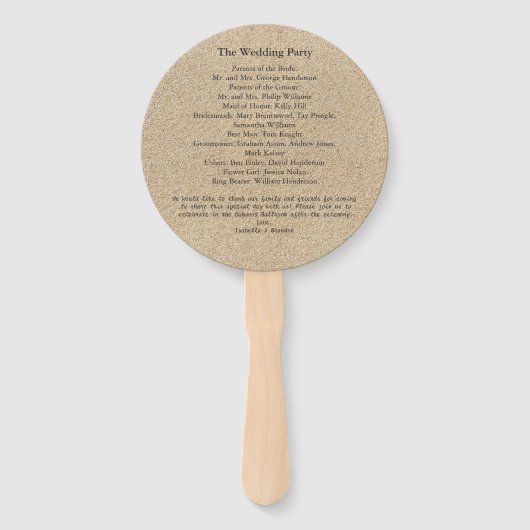 Éventail Ventilateur du programme de mariage de destination (Dos)