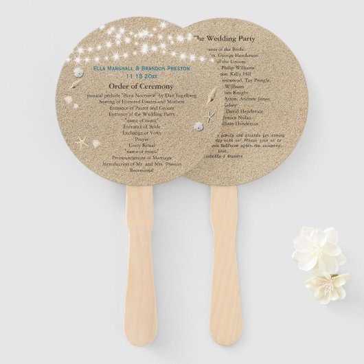 Éventail Ventilateur du programme de mariage de destination (Devant et derrière)