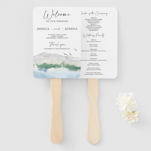 Éventail Ventilateur du programme de mariage de Mountain La (Devant et derrière)