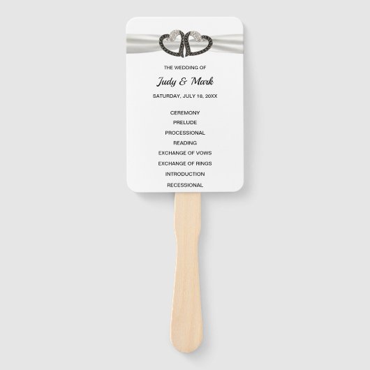 Éventail Ventilateur Du Programme De Mariage Des Coeurs De  (Devant)