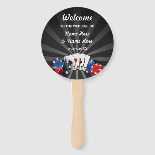 Éventail Ventilateur du programme de mariage des dés du Cas (Devant)