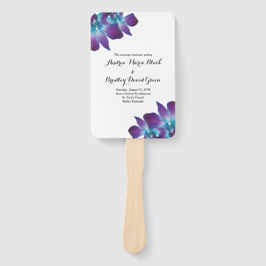 Éventail Ventilateur du programme de mariage des orchidées  (Devant)