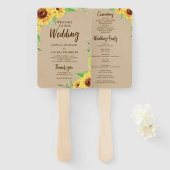 Éventail Ventilateur du programme de mariage des tournesols (Devant et derrière)