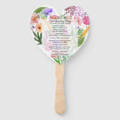 Éventail Ventilateur du programme de mariage du coeur flora (Dos)