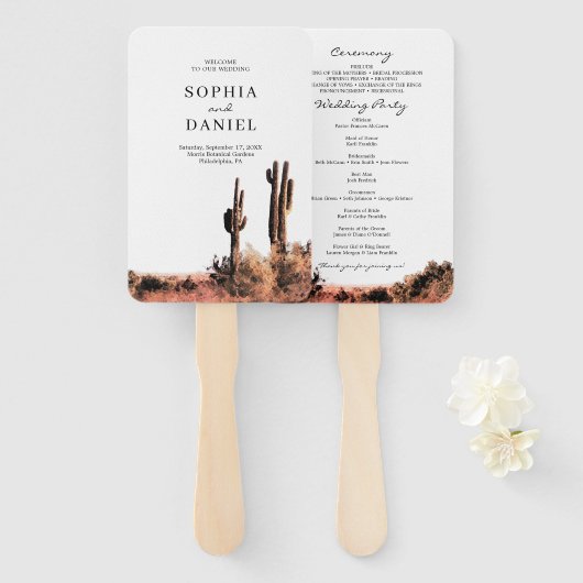 Éventail Ventilateur du programme de mariage du désert Wate (Devant et derrière)