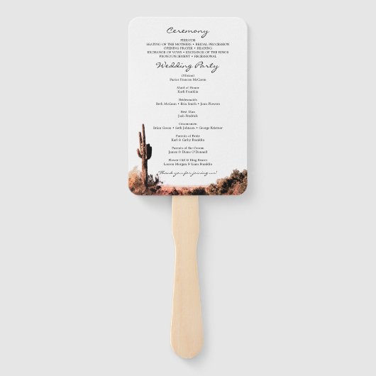 Éventail Ventilateur du programme de mariage du désert Wate (Dos)