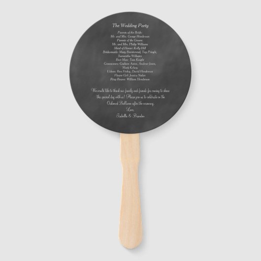 Éventail Ventilateur du programme de mariage du tableau de  (Dos)