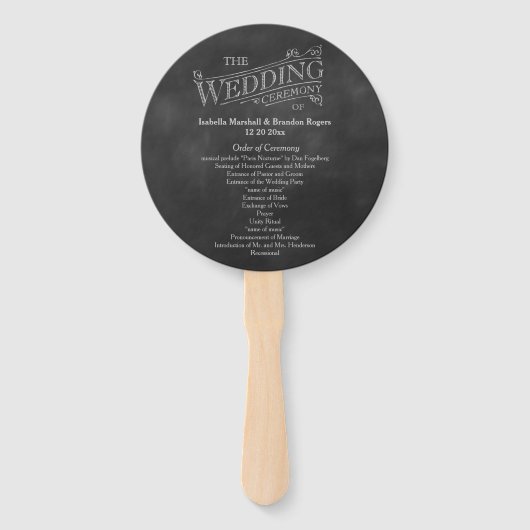 Éventail Ventilateur du programme de mariage du tableau de  (Devant)