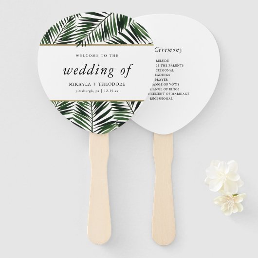 Éventail Ventilateur du programme de mariage Feuille Palm (Devant et derrière)