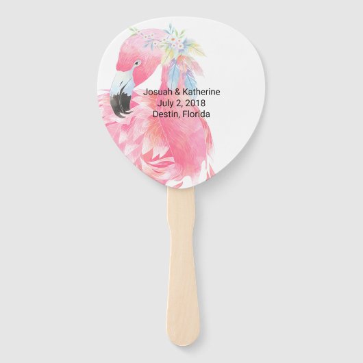 Éventail Ventilateur du programme de mariage Flamant rose r (Dos)