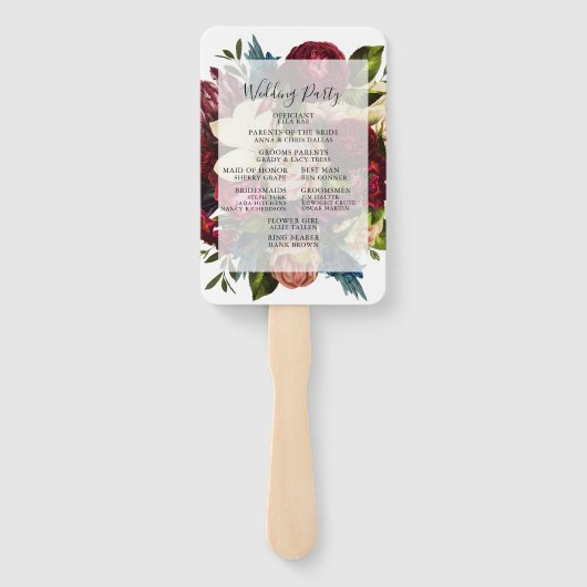 Éventail Ventilateur du programme de mariage floral (Dos)