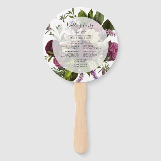 Éventail Ventilateur du programme de mariage floral (Dos)