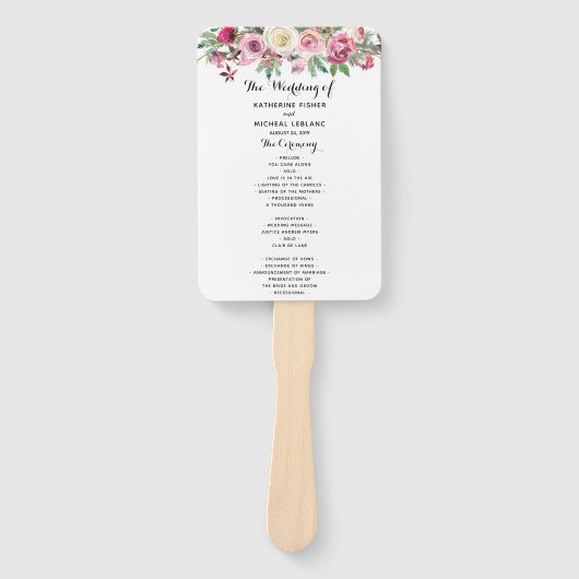 Éventail Ventilateur du programme de mariage floral (Devant)