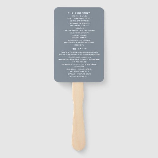 Éventail Ventilateur du programme de mariage floral bleu Du (Dos)