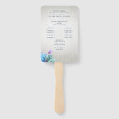 Éventail Ventilateur du programme de mariage floral bleu et (Dos)