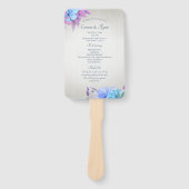 Éventail Ventilateur du programme de mariage floral bleu et (Devant)