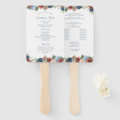 Éventail Ventilateur du programme de mariage floral bordeau (Devant et derrière)