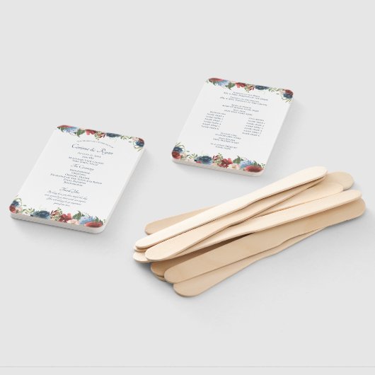 Éventail Ventilateur du programme de mariage floral bordeau (Non-assemblé)