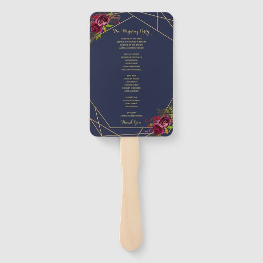 Éventail Ventilateur du programme de mariage floral de Bour (Dos)