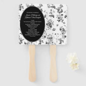 Éventail Ventilateur du programme de mariage floral noir et (Devant et derrière)